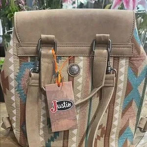 Justin Boots Tan and Turquoise Patterned Backpack Justin Boots | Bags | Justin Boots Tan And Turquoise  main image 3
